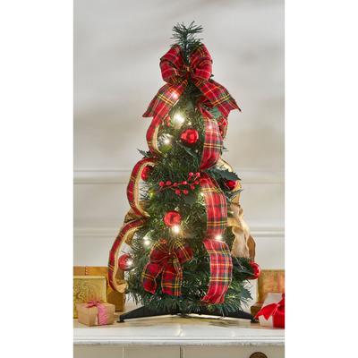 Fully Decorated Pre-Lit 2' Pop-Up Tabletop Christmas Tree by BrylaneHome in Plaid