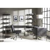 Bernhardt Stevenson Workspace Task Chair Wood/Upholstered in Black/Brown/Gray | 35 H x 21 W x 26 D in | Wayfair D11001