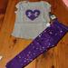 Under Armour Matching Sets | Nwt Under Armour Girls Sz 5 2 Pc Pant Outf | Color: Gray/Purple | Size: 5g