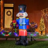 Glitzhome 8FT Christmas Lighted Inflatable Soldier Décor Polyester in Black/Blue/Green | 94.5 H x 31.5 W x 31.5 D in | Wayfair GH30194
