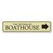 Lizton Sign Shop, Inc Boat House Arrow Custom Aluminum Sign Metal in Black/Brown/Gray | 4 H x 18 W x 0.04 D in | Wayfair 1790-A418