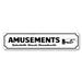 Lizton Sign Shop, Inc Boardwalk Amusements Custom Aluminum Sign Metal in Black/Gray/White | 4 H x 18 W x 0.04 D in | Wayfair 1833-A418