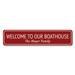 Lizton Sign Shop, Inc Boat House Welcome Custom Aluminum Sign Metal in Gray/Red/White | 6 H x 24 W x 0.063 D in | Wayfair 1788-A624