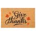 RugSmith Black Machine Tufted Give Thanks Doormat, 18" x 30" - 18" x 30"