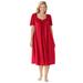 Plus Size Women's Short Silky Lace-Trim Gown by Only Necessities in Classic Red (Size M) Pajamas