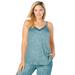 Plus Size Women's Marled Lace-Trim Sleep Tank by Dreams & Co. in Deep Teal Marled (Size 38/40) Pajama Top