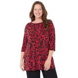Plus Size Women's AnyWear Tunic by Catherines in Red Black Floral (Size 0X)