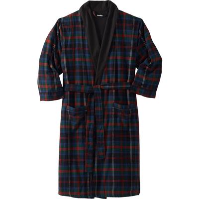 Men's Big & Tall Jersey-Lined Flannel Robe by KingSize in Multi Plaid (Size M/L)