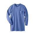 Men's Big & Tall Shrink-Less™ Lightweight Longer-Length Long-Sleeve Crewneck Pocket Tee by KingSize in Heather Navy (Size 9XL)