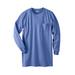 Men's Big & Tall Shrink-Less™ Lightweight Longer-Length Long-Sleeve Crewneck Pocket Tee by KingSize in Heather Navy (Size 9XL)