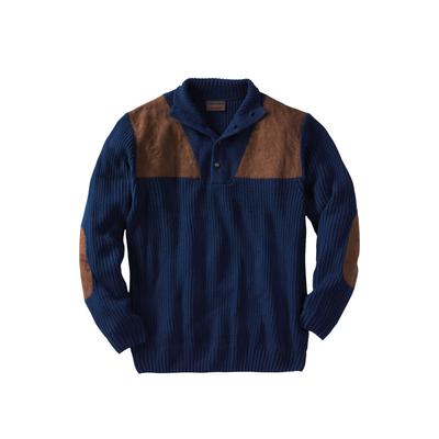 Men's Big & Tall Boulder Creek™ Patch Sweater with Mock Neck by Boulder Creek in Navy (Size 8XL)