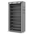 BAKAJI Schuhschrank platzsparender Schrank 10 Böden 60 x 30 x 160 cm bis zu 27 Paar Schuhe Struktur Stahl Futter aus TNT Wasserdicht mit Reißverschluss Staubdicht (Grau), Metall, Unica