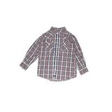Hype Long Sleeve Button Down Shirt: Blue Checkered/Gingham Tops - Kids Boy's Size 6