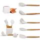 White Kitchen Utensils Set with Holder Silicone Cooking Utensils, Non-stick Durable Silicone & Beech Wood, Professional Heat-Resistant Set of 5 (Creamy White)