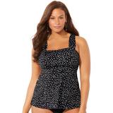 Plus Size Women's Tie-Back Tankini Top by Swimsuits For All in White Speckle (Size 22)