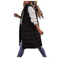 Vest Coat for Women Winter Womens Long Gilets Solid Padded Gilet Women's Longline Gilet Jacket Plus Size Long Sleeveless Hooded Quilted Vest Down Jacket - Size S-5XL (Black, XXXXL)