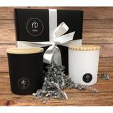 rosbas 2 Piece Vanilla Scented Jar Candle Set Soy, Cotton in White/Black | 4 H x 8 W x 8 D in | Wayfair SV1-BW-VA