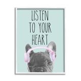 Stupell Industries 57_Listen To Your Heart Phrase Headphones French Bulldog Stretched Canvas Wall Art By Sd Graphics Studio Canvas in Blue | Wayfair