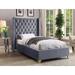 Everly Quinn Joclynn Solid Wood Tufted Low Profile Platform Bed Upholstered/Velvet in Gray | 56 H x 50 W x 74 D in | Wayfair