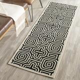 Black 27 x 0.25 in Area Rug - Wade Logan® Arneshia Geometric Sand/Indoor/Outdoor Area Rug | 27 W x 0.25 D in | Wayfair VKGL8482 37245056