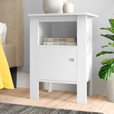 Ebern Designs Mattews Accent Table, Side, End, Nightstand, Lamp, Storage, Living Room, Bedroom, Laminate in White | 24 H x 17 W x 14 D in | Wayfair