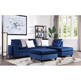 Blue Sectional - Rosdorf Park Adoniah 80.31" Wide Velvet Reversible Modular Sofa & Chaise w/ Ottoman Velvet | 32.67 H x 80.31 W x 31.5 D in | Wayfair