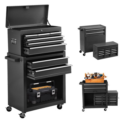 WFX Utility™ Backsten 13" W 8 Drawer Combination Set Steel in Black/Gray, Size 42.9 H x 13.0 W x 24.4 D in | Wayfair