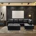 Black Sectional - Orren Ellis Marcese 76" Wide Faux Leather Right Hand Facing Sofa & Chaise w/ Ottoman Faux Leather | 33 H x 76 W x 34 D in | Wayfair