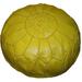 Dakota Fields Handmade Moroccan Leather Round Pouf Ottoman Large Aviles in Yellow/Brown | 17 H x 22 W x 22 D in | Wayfair