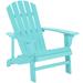 Rosecliff Heights Solid Wood Adirondack Chair Wood in Blue/Brown/White | 36 H x 28.3 W x 28 D in | Wayfair 4AA66164A5D74BC59F3E3F29F81BB0A0
