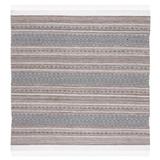 Brown/Gray 84 x 0.2 in Indoor Area Rug - Foundry Select Striped Kilim 102 Area Rug In Black/Ivory Polyester | 84 W x 0.2 D in | Wayfair