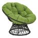 OS Home and Office Furniture Model Papasan Chair with Green cushion and Dark Grey Wicker Wrapped Frame