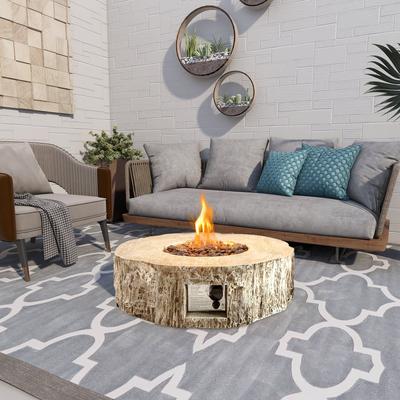Outdoor Exterior Faux Stone Patio Propane Fire Pit Backyard Smokeless Fire Pit - N/A