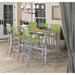 Oxford Garden Travira 7-piece 72-in x 30-in Tekwood Natural Bar Table & Sling Bar Chair Set - Go Green Sling