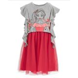 Disney Dresses | Disney Little Girls Elena Ruffle-Sleeve Dress Size 5 | Color: Gray/Red | Size: 5g