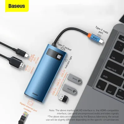 Baseus – HUB USB type-c vers HDMI USB 3.0 PD 4K Gigabit ethernet station d'accueil pour