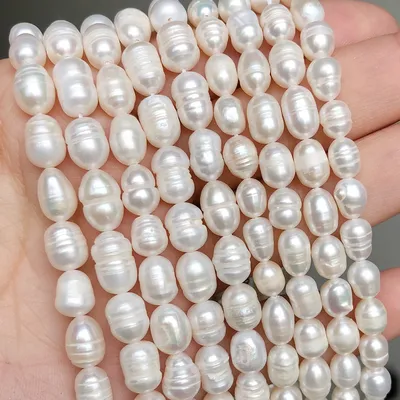 Perles d'eau douce blanches en forme de riz pour femmes perles d'espacement adt bracelet fait main