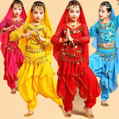 Ensemble de olympiques de danse du ventre pour filles manches longues performance indienne danse