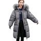 TIMEMEAN Womens Long Puffer Coats Padded Down Jacket with Fur Hood Gray XLarge