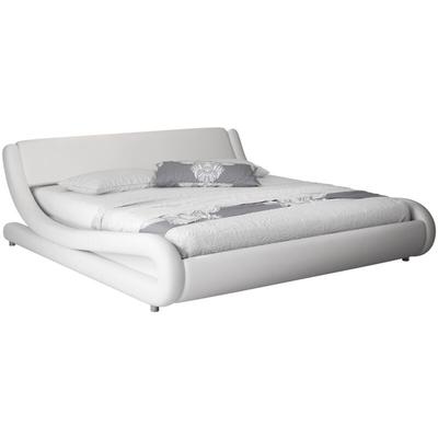 Polsterbett Bettgestell Bett Doppelbett Bettkasten Bett Holzstruktur mit Kunstlederbezug Weiss Matt Image