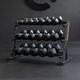 MuscleSquad Hex Dumbbells (5kg-25kg) & Dumbbell Storage Rack | 9 PAIR Dumbbell Set with Rack | 3-Tier Dumbbell Stand
