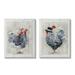 Stupell Industries Farm Rooster & Hen Vintage Birds Brim Hats 2 - Piece Graphic Art Set Canvas in Black/Gray | 20 H x 16 W x 1.5 D in | Wayfair