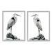 Stupell Industries Great Herons Standing Rocks Black White Bird Portraits 2 - Piece Graphic Art Set in Black/Gray | 14 H x 11 W x 1.5 D in | Wayfair