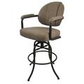 Red Barrel Studio® Swivel Tilt Counter Metal Bar Stool 26" M-70 - Sanora Brown - Coffee Upholstered/Metal in Black | 20.5 W x 22.5 D in | Wayfair