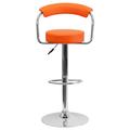 Flash Furniture Murphy Vinyl Adjustable Swivel Bar Stool w/ Cushion Upholstered/Metal in Orange | 19.5 W x 19.5 D in | Wayfair CH-TC3-1060-ORG-GG