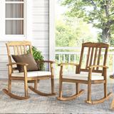 Petes Outdoor Acacia Wood Outdoor Rocking Chair with Cushion by Christopher Knight Home