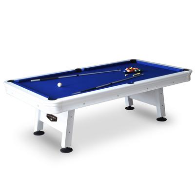 Hathaway Alpine 8-ft Outdoor Billiards Pool Game Table - White with Blue Felt