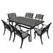 Modern Ornate Outdoor Mesh Aluminum 68-in Rectangular Patio Dining Set with Six Chairs - N/A