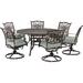 Agio Renditions 7-Piece Set with 6 Swivel Rockers and 60-in. Cast-Top Table, Featuring Sunbrella® Fabric in Mist Blue