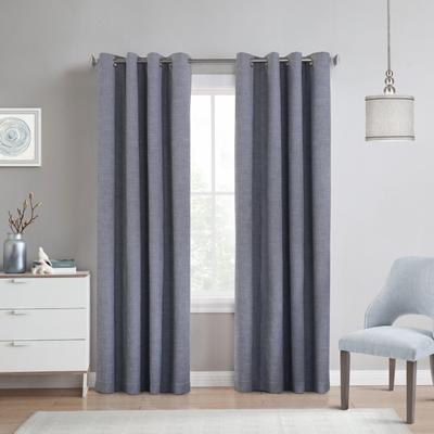 Wide Width Thermaplus Maya Indoor Single Grommet Curtain Panel by Commonwealth Home Fashions in Blue (Size 52